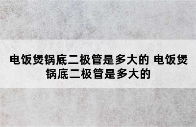 电饭煲锅底二极管是多大的 电饭煲锅底二极管是多大的